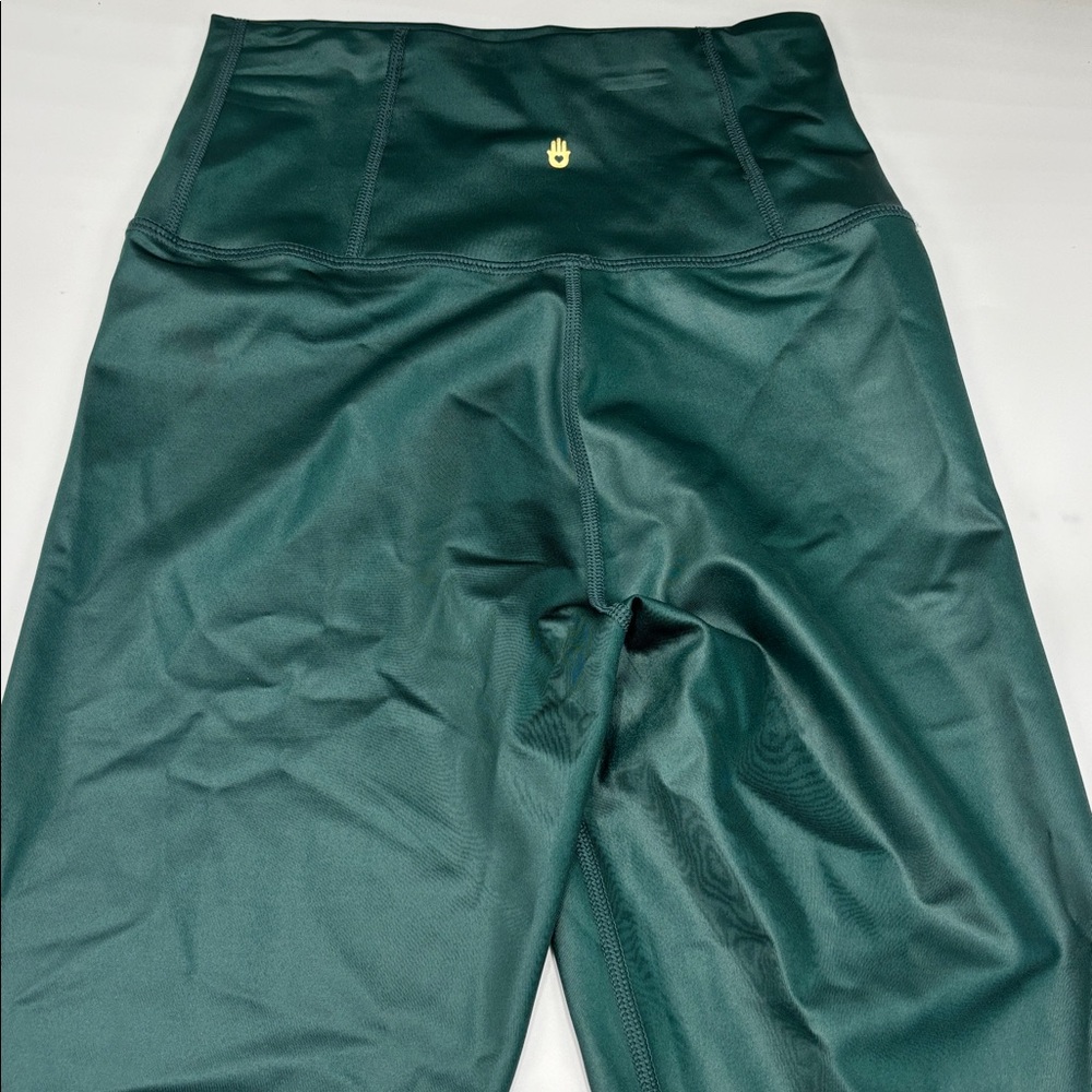 Spiritual Gangster Green Satin Leggings - Picture 3 of 6